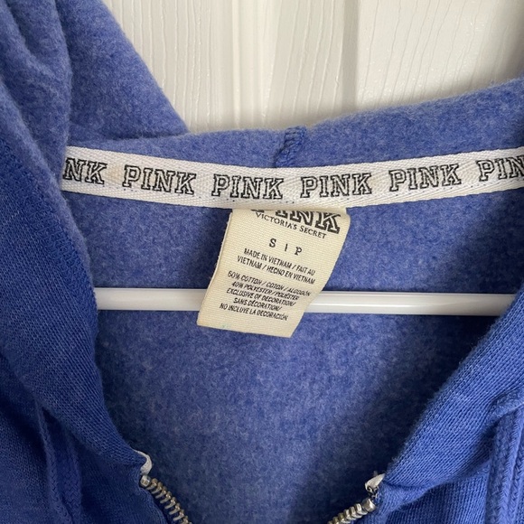 PINK Victoria's Secret Blue Zip-Up Hoodie size small - Picture 2 of 5